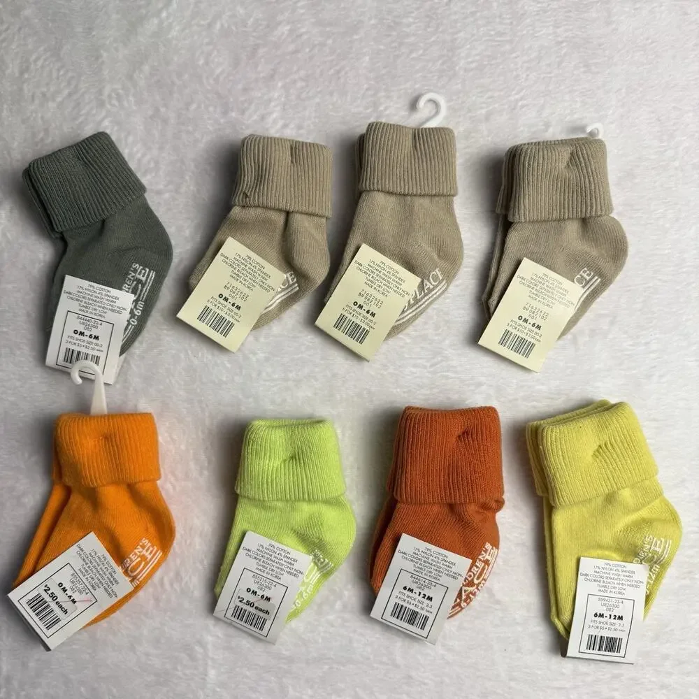 8 Pairs Baby Non Slip Socks Toddler Grip 0-3 Non Skid Kids Boy Girls Infants Vtg
